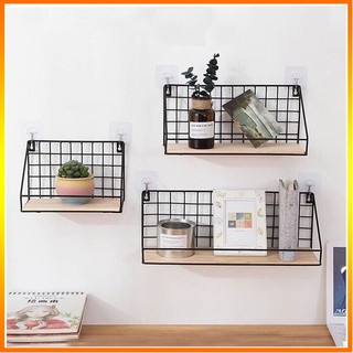 Kệ sắt treo tường có đáy gỗ trang trí treo tường, decor vừa để đồ tiện dụng