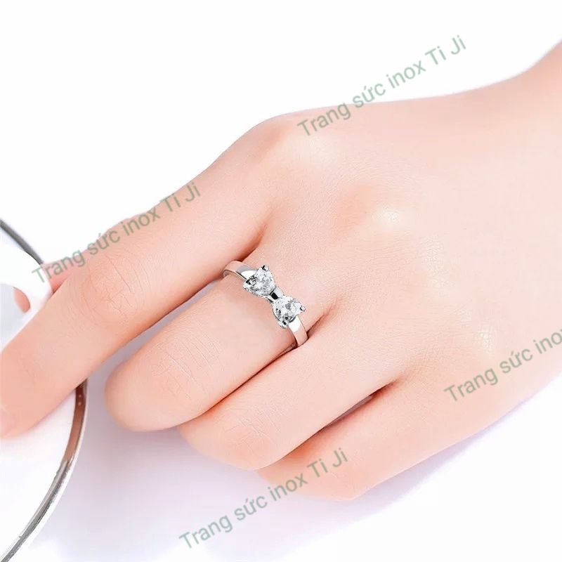 Nhẫn inox nữ chiếc nơ, đẹp không đen không dị ứng