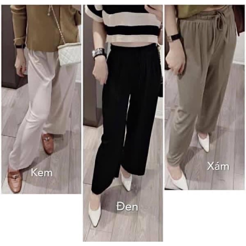 Quần culote gân tăm lạnh rút dây