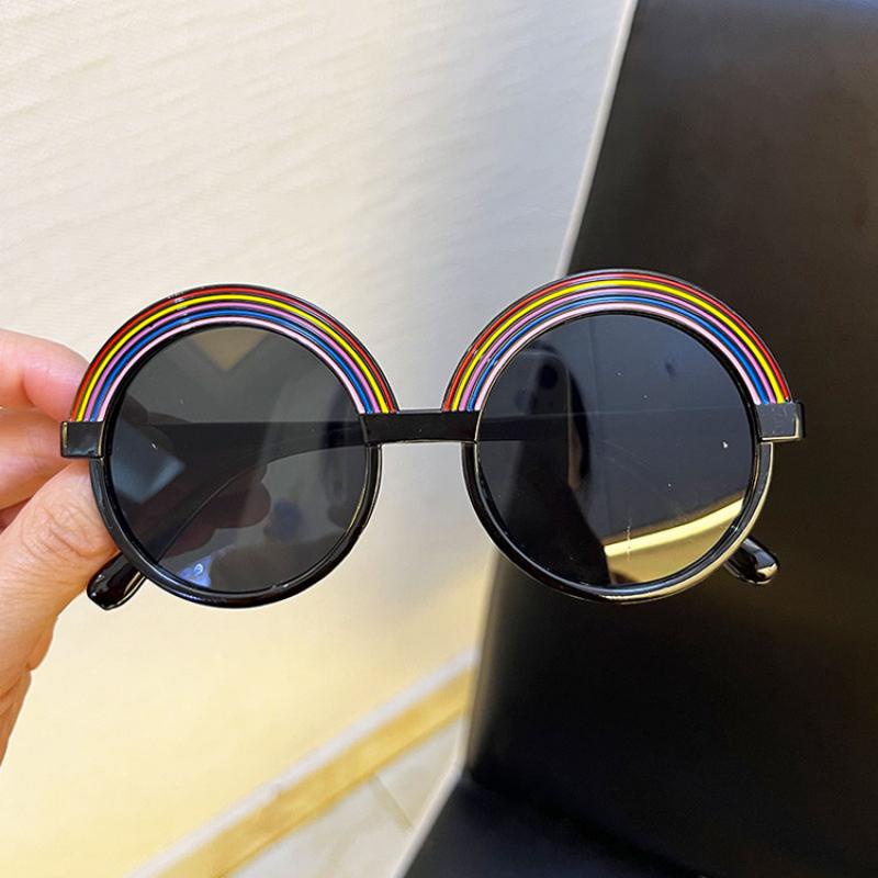 Kính Mát Tròng Tròn Chống Tia UV Hình Cầu Vồng Dễ Thương Cho Bé
