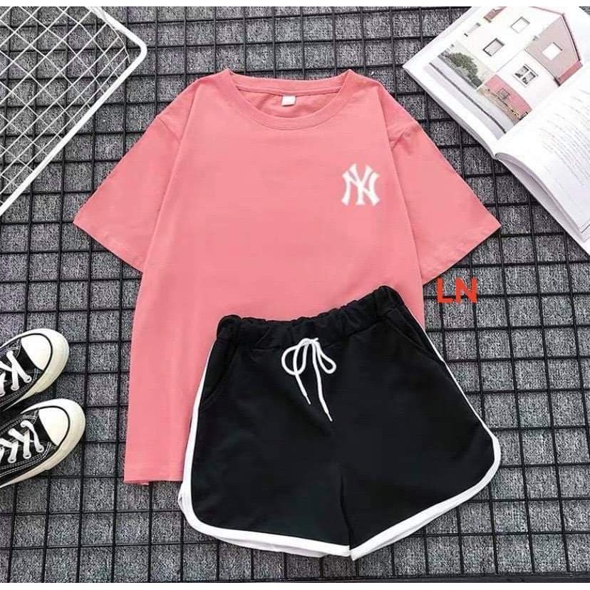Set áo phông NY và quần đùi viền