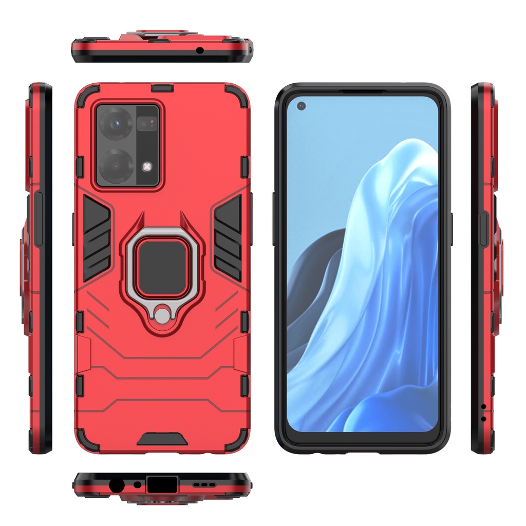Ốp lưng Oppo Reno 7 4G Iron Man Iring chống sốc chống va đập mạnh giá đỡ mặt lưng xem phim