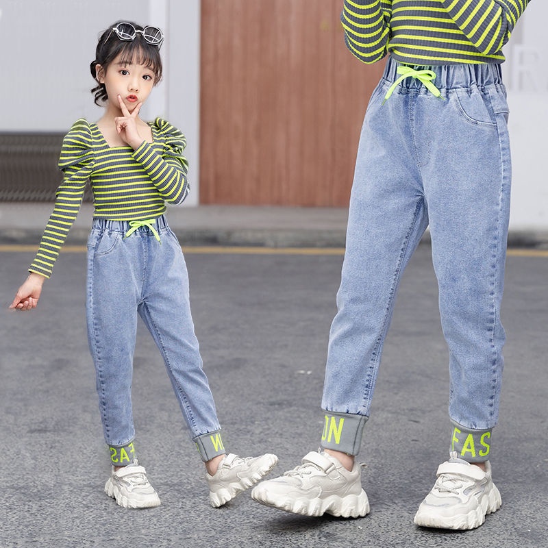 Quần Jeans Dây Rút Phong Cách Mới 2022 Cho Bé Gái