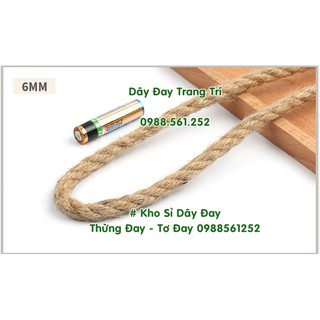 Size 8mm: 10m dây thừng đay gai tự nhiên dùng trang trí, setup, decor