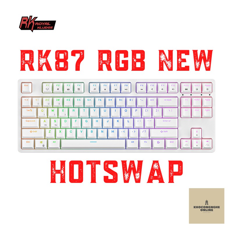 RK87 RGB NEW HOTSWAP - Bàn phím cơ không dây Royal Kludge RK87 Bluetooth 5.0 và Wireless 2.4G