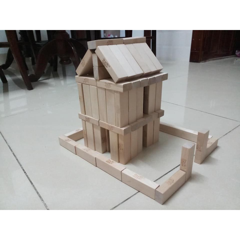 300 thanh Gỗ Jenga Xếp hình + Rút gỗ + Domino - hàng có logo, chuẩn đẹp, kích thước 7.5*2.5*1.5cm