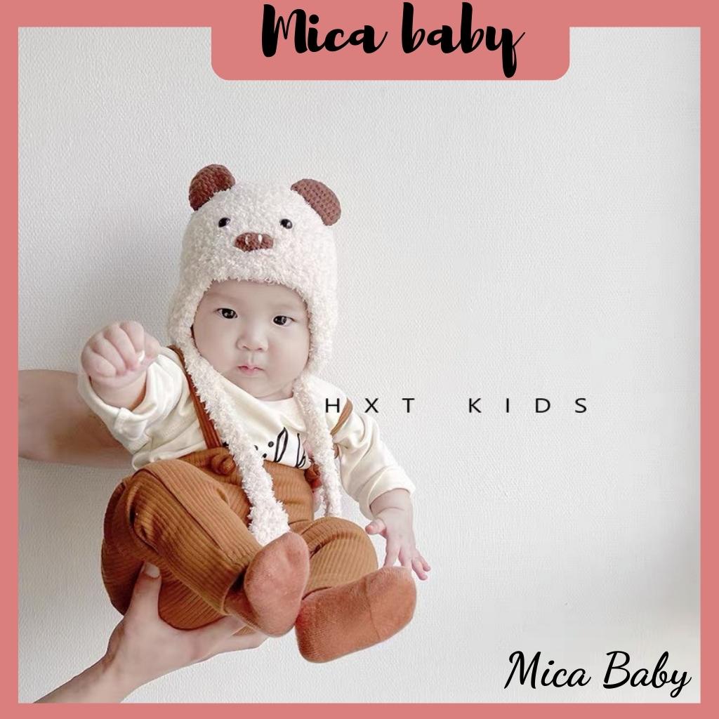 Mũ len hình heo bông xù đáng yêu cho bé từ 4m-2y Mica baby ML33