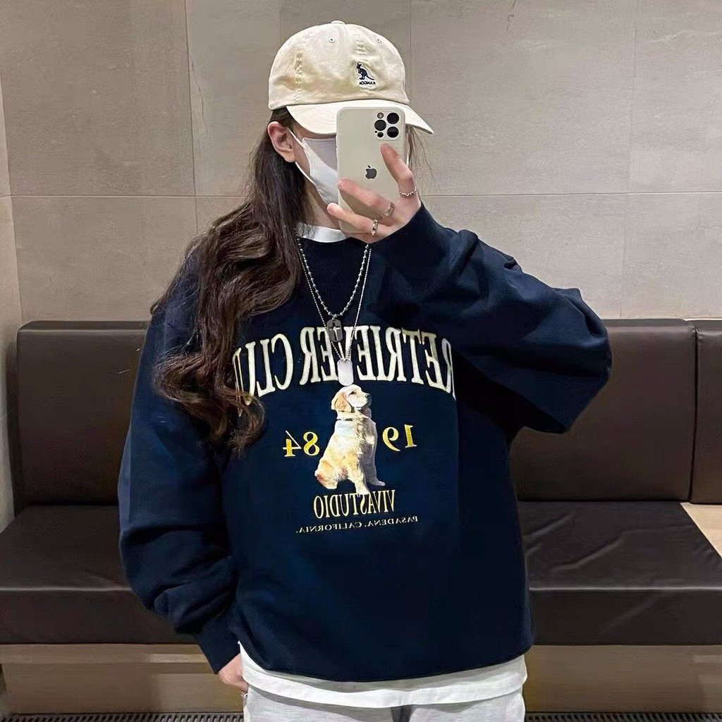 Áo Sweater 1984 Nữ - Nỉ dáng rộng tay bồng in chữ ngực RETRIEVER, Unisex Siêu Hot