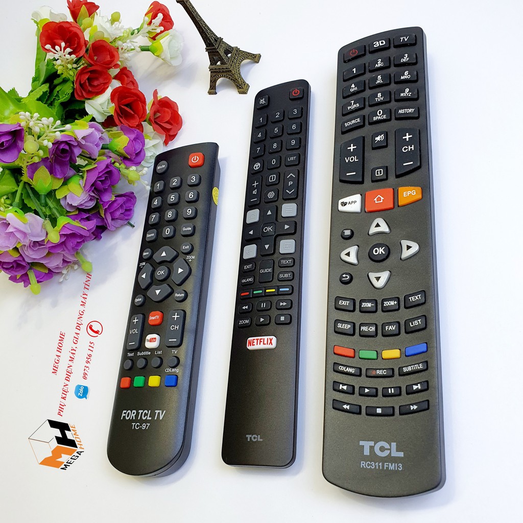 Điều khiển tivi TCL, Remote tivi TCL hàng đẹp, phím mềm