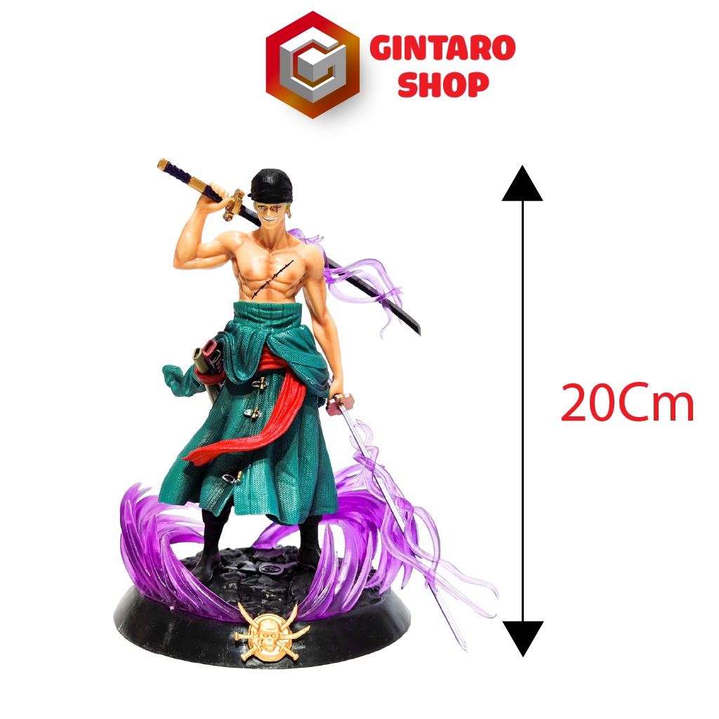 Mô hình One Piece Zoro 3 kiếm haki tư thế đứng, Mô hình nhân vật Zoro đứng có 2 đầu thay thế GINTARO SHOP