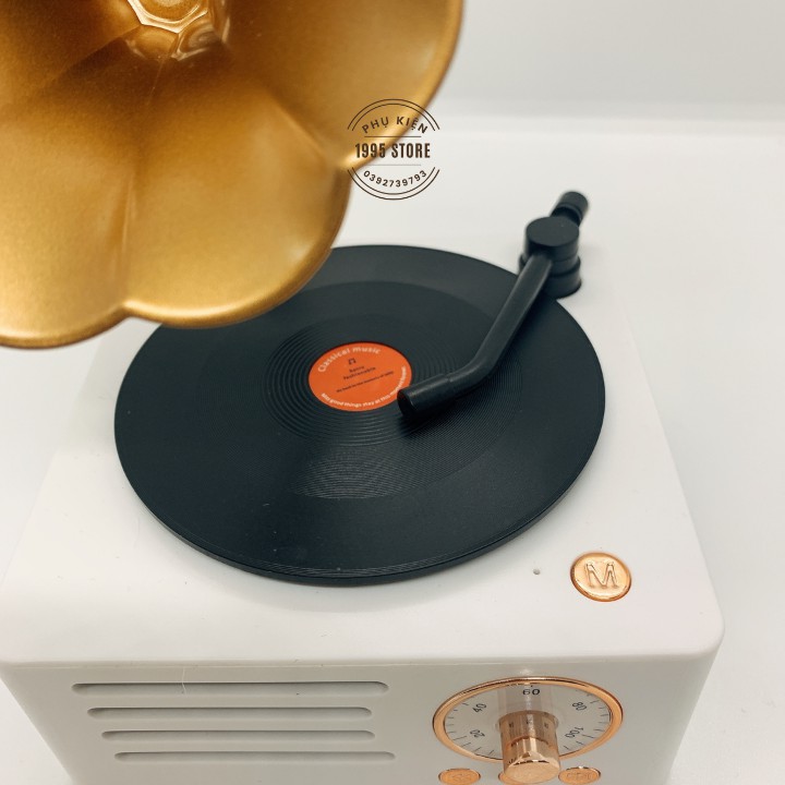 Mô Hình Loa Kèn Đĩa Than có thể phát nhạc bằng Bluetooth và xoay đĩa như thật Decor trang trí nhà cửa