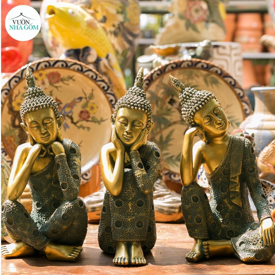 Tượng phật tam thế An nhiên_Vườn Nhà Gốm, xua tan lo âu, phiền muộn và cầu bình an. | BigBuy360 - bigbuy360.vn