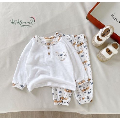 Set quần áo dài tay rơi bổ trụ  Kakummi