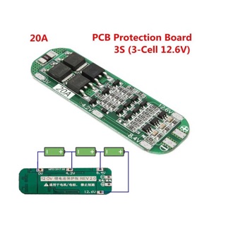 Mạch bảo vệ pin 3s-20A Pcb Bms 12,6V