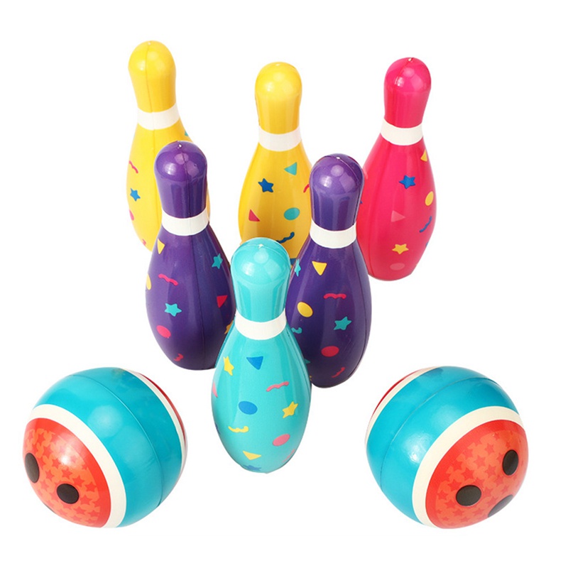 Bộ Đồ Chơi Bowling 6 Chấu 2 Quả Bóng Nhiều Màu Cho Trẻ Em
