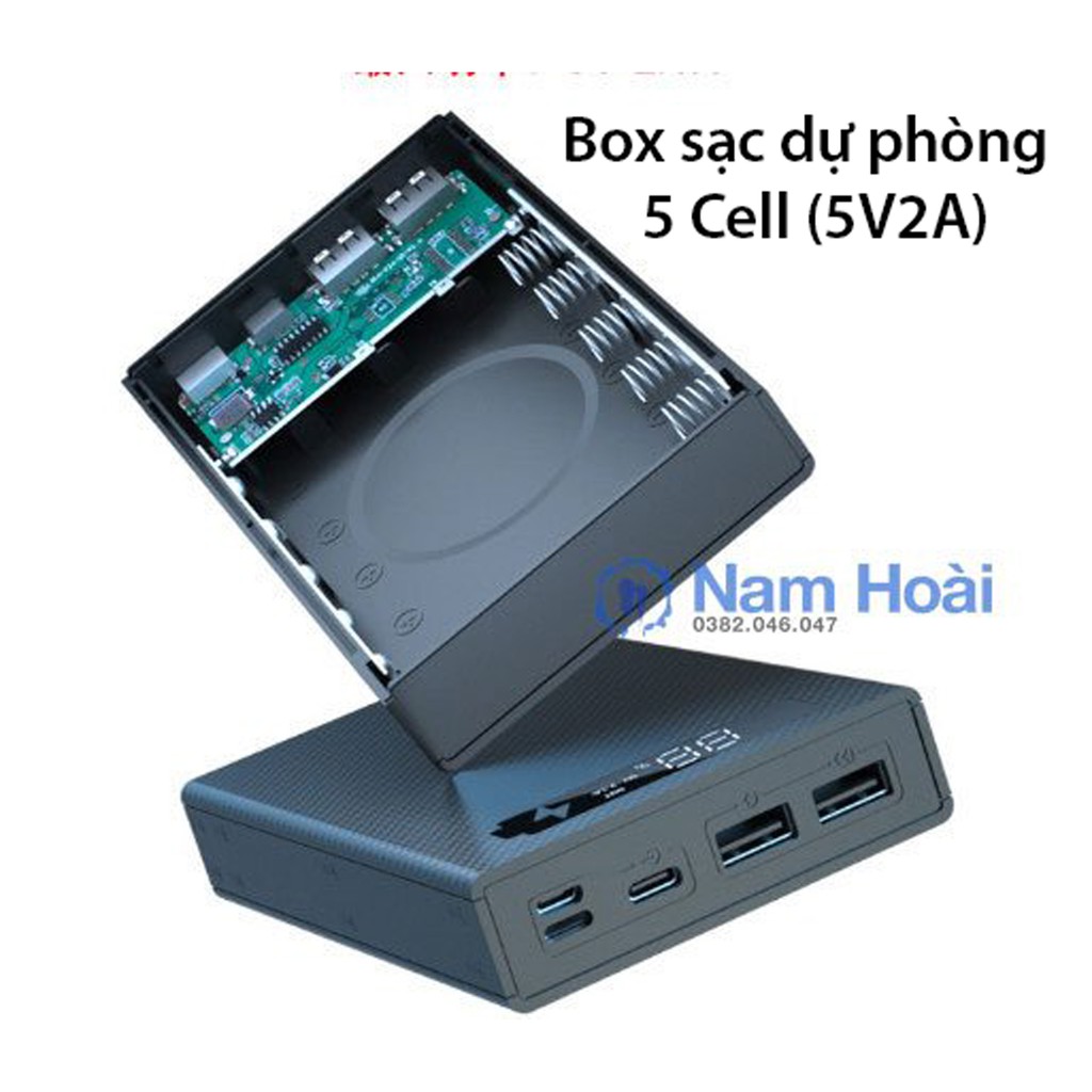 Box sạc dự phòng 5 cell 5V2A - Mẫu mới 2020(MODEL: CX5)