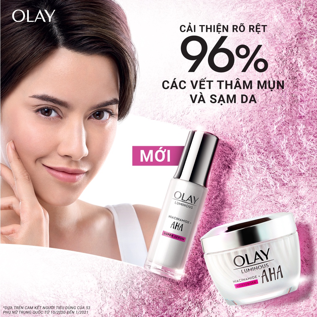 Combo 2 OLAY Luminous Niacinamide Kết Hợp AHA Gồm Siêu Tinh Chất Ngừa Lão Hóa 30ML Và Kem Dưỡng Sáng Da 50G