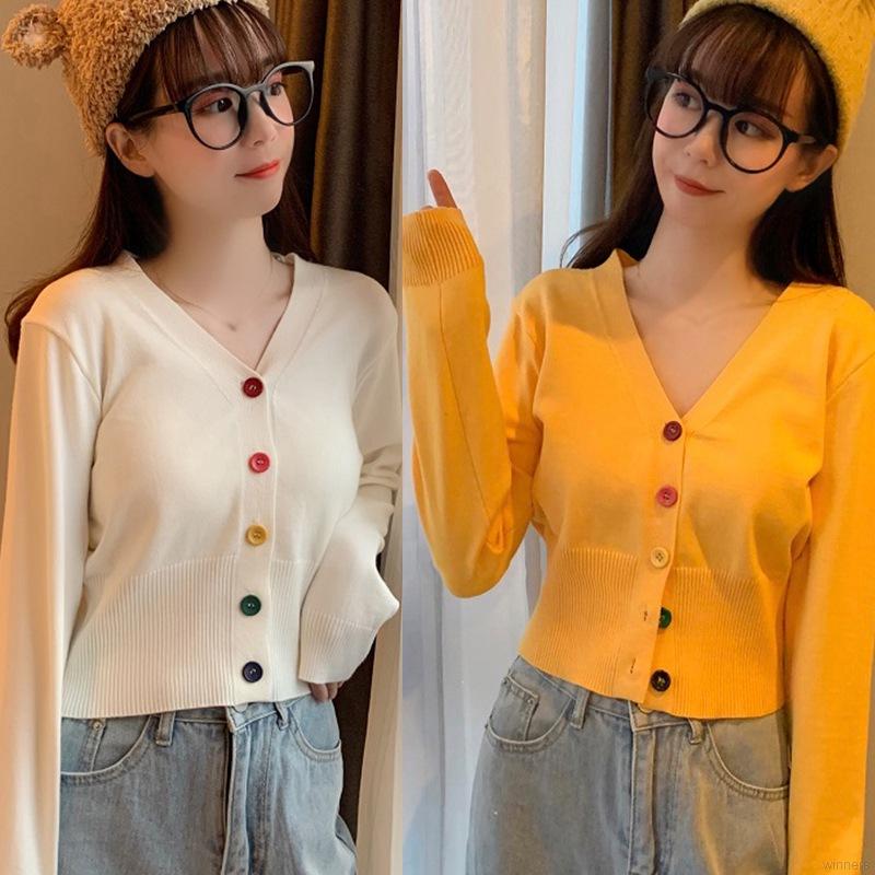 Áo Khoác Cardigan Dệt Kim Màu Trơn Phối Nút Xinh Xắn Cho Nữ | BigBuy360 - bigbuy360.vn