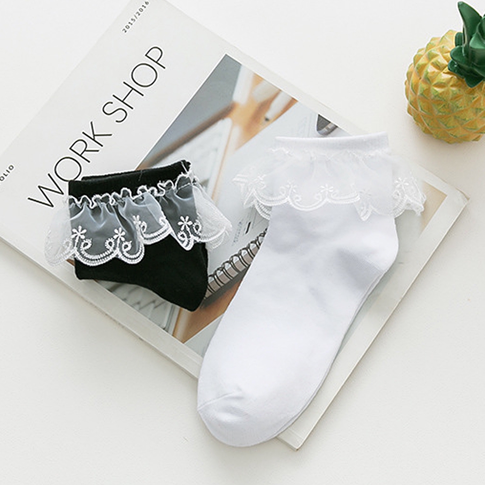 Vớ Cotton Phối Ren Phong Cách Lolita
