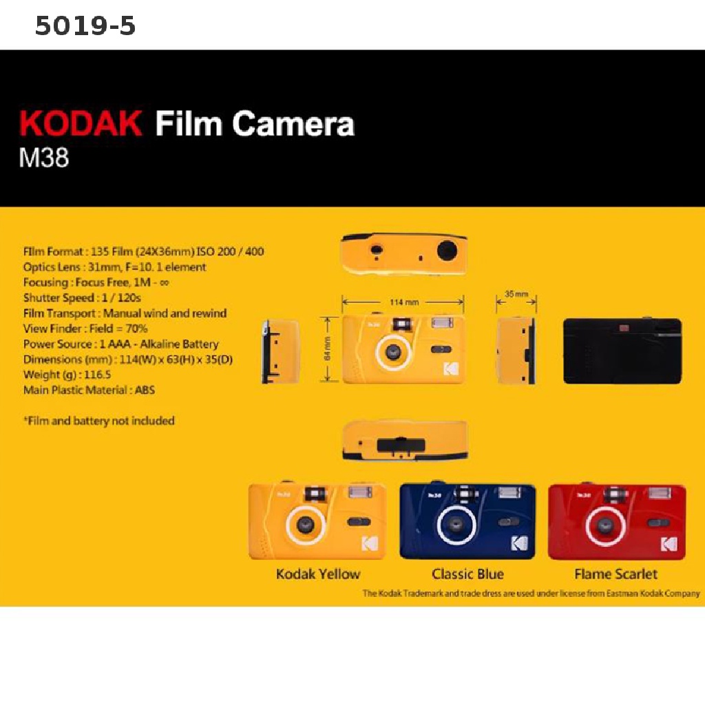 Máy Ảnh Cổ Điển Kodak M35 35mm 5019-5 Có Thể Tái Sử Dụng