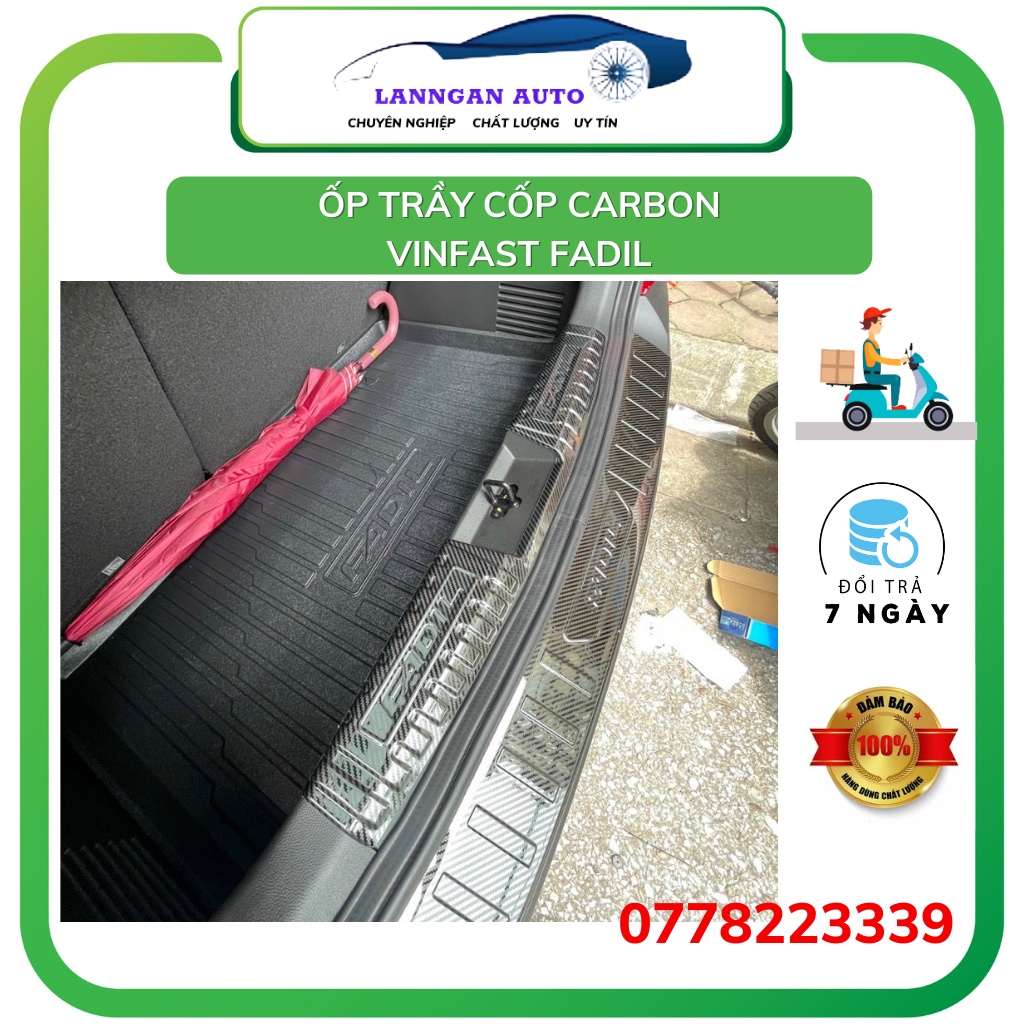 Ốp chống trầy cốp Carbon xe VinFast Fadil 2019-2021,Ốp trong ngoài chất liệu Carbon cao cấp