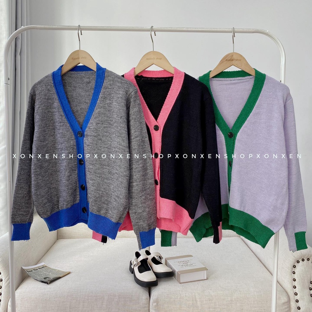 Áo khoác len cardigan bo tay viền màu siêu xinh- XONXEN 468 LÊ DUẨN ĐÀ NẴNG- MÃ 2257