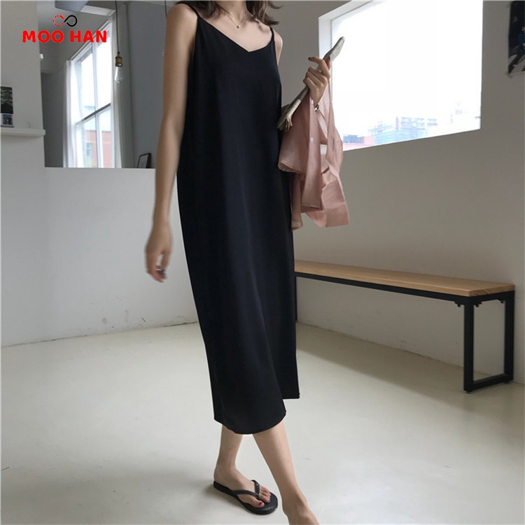Đầm bigsize sexy, váy bigsize 2 dây - dáng suông dài - cổ V