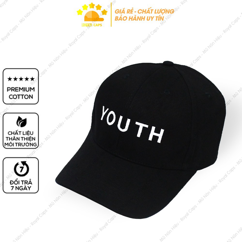 Mũ Lưỡi Trai Nón Lưỡi Trai Nam Nữ YOUTH Đen Trắng Vải Kaki Nón Kết - Royal Caps