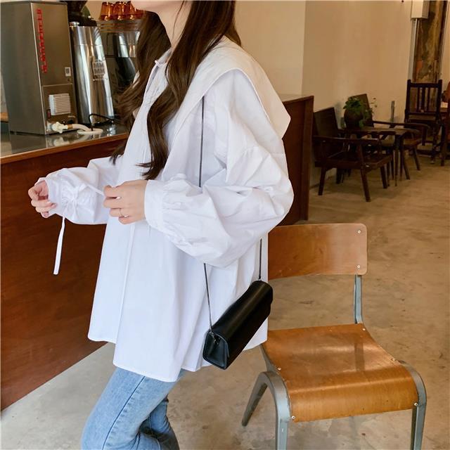 Áo Sơ Mi Nữ Tay Dài Cổ Thủy Thủ Màu Trơn Thời Trang