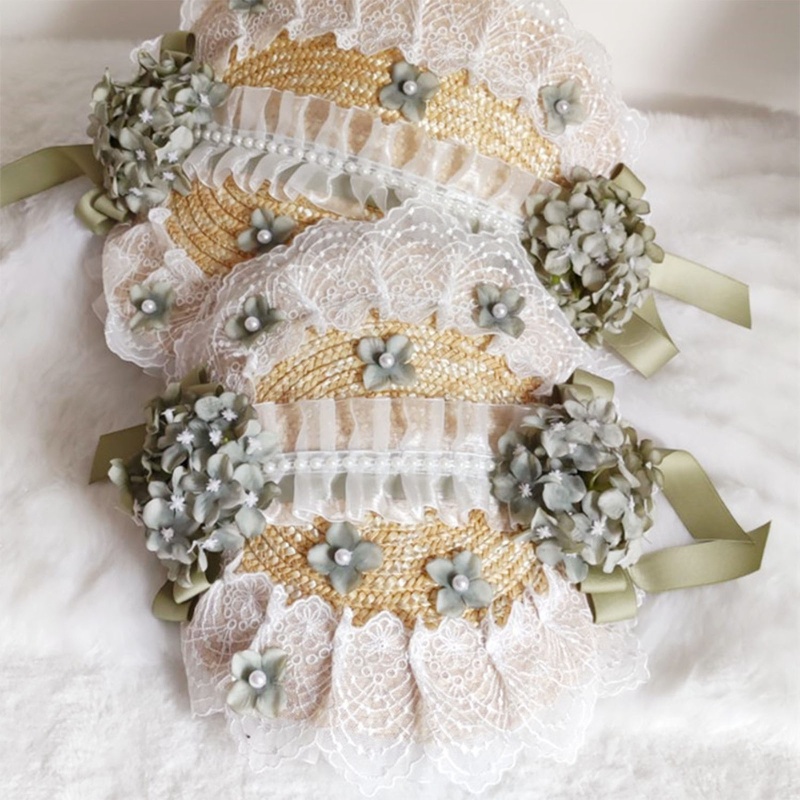 Mũ Cói Phối Ren Phong Cách Lolita Thời Trang Mùa Hè Cho Mẹ Và Bé