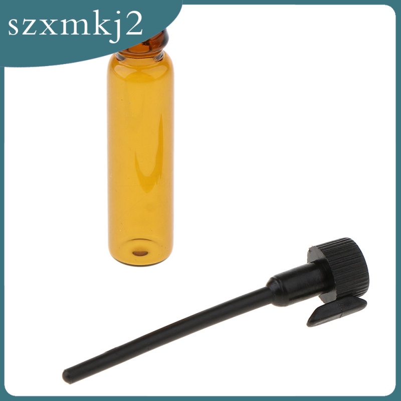 Bộ 50 Lọ Thủy Tinh Nhỏ Giọt Màu Hổ Phách Cho Tinh Dầu 1mL Kèm Nắp Đen