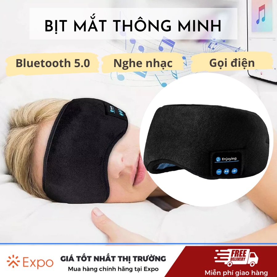 Bịt mắt ngủ có tai nghe nghe nhạc bluetooth 5.0 không dây thể thao phù hợp dùng ở nhà hoặc khi đi du lịch