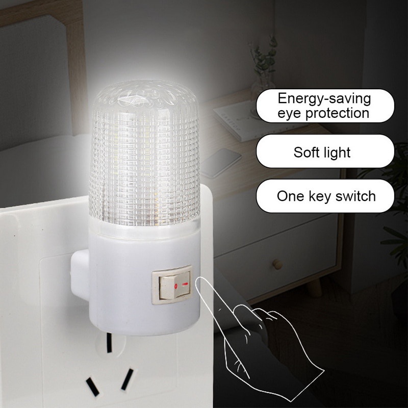 3W LED Wall-mounted Night Light Bedside Emergency Lamp Energy-efficient Wall Socket Lamp for Bedroom Home Living Room