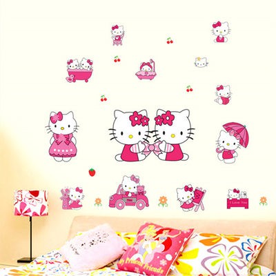 Decal dán tường mèo hello kitty 2