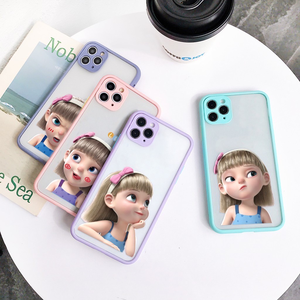 oỐp lưng iphone baby girl, công chúa Nga Masha nhám viền nổi cong 6/6s/6plus/7/8/7plus/8plus/X/Xs/Xsmax/11/11promax/xr