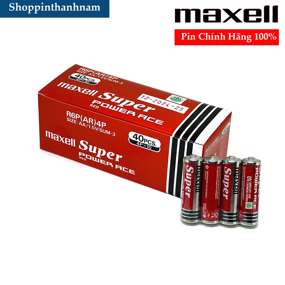 Hộp 40 Viên Pin AA ( Pin Tiểu ) Maxell Siêu Bền - Hàng Chính Hãng