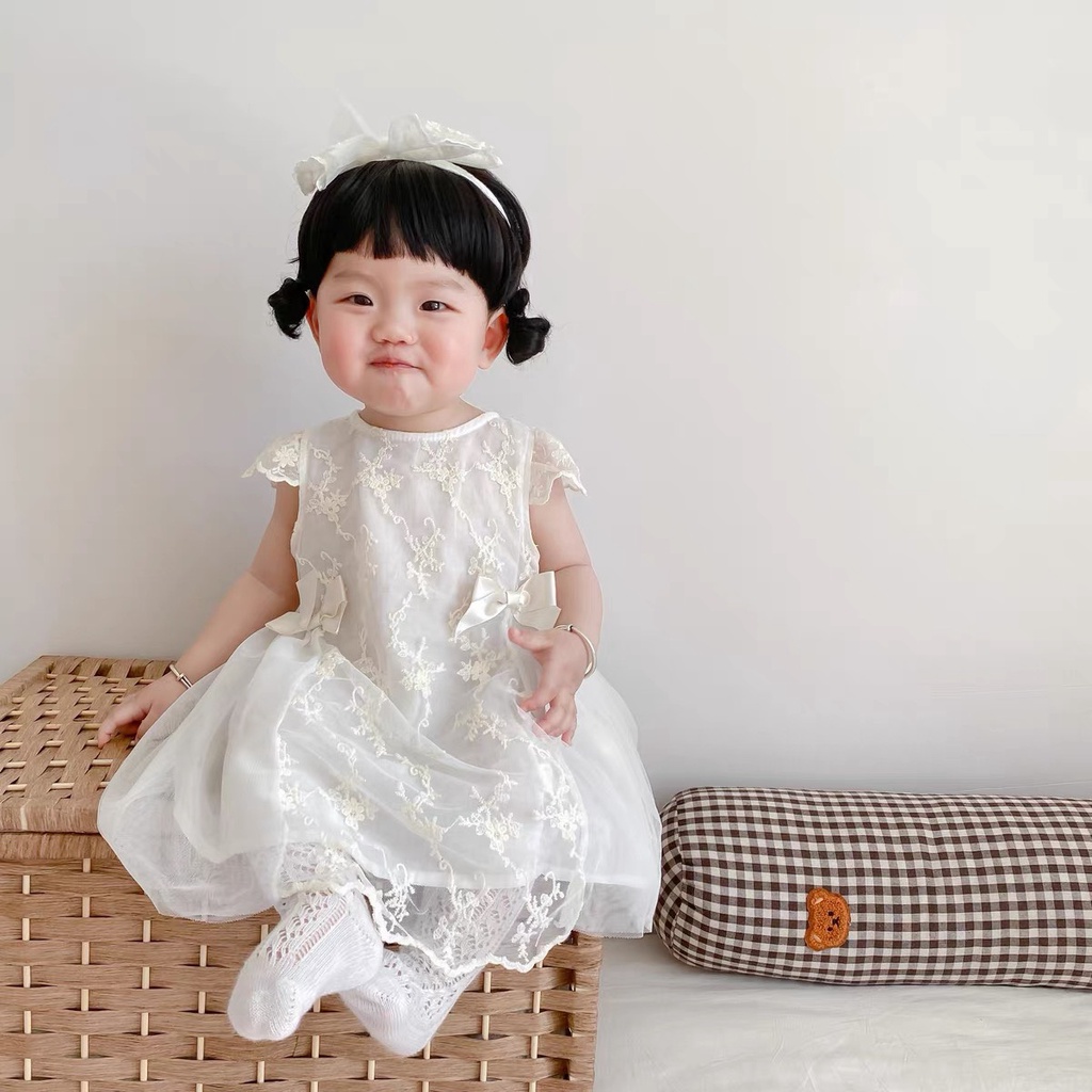Váy Công Chúa Bé Sơ Sinh 1 Tuổi Tặng Kèm Băng Đô, Đầm Đầy Tháng, Váy Thôi Nôi Bé Gái Từ 5-13kg [GB49]