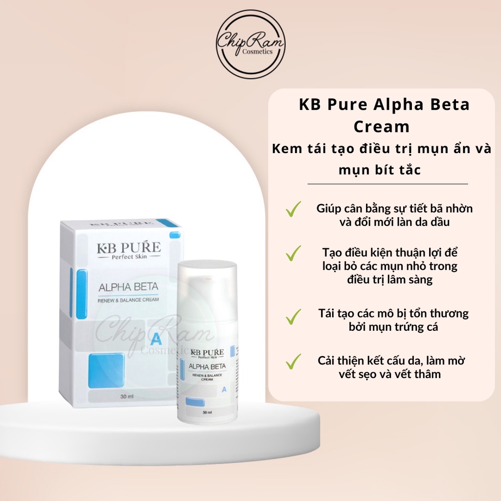 KB PU.RE AL.PHA BE.TA CREAM KEM TÁI TẠO GIẢM M.ỤN ẨN VÀ M.ỤN BÍT TẮC