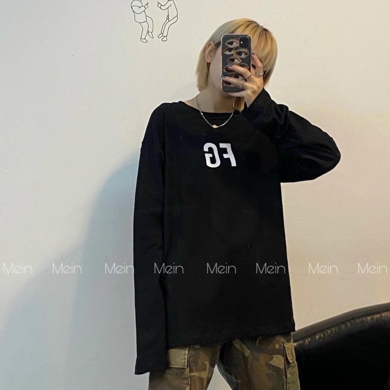 Áo sweater dáng rộng unisex in chữ ngực tay suông chất cotton da cá vanmiushop