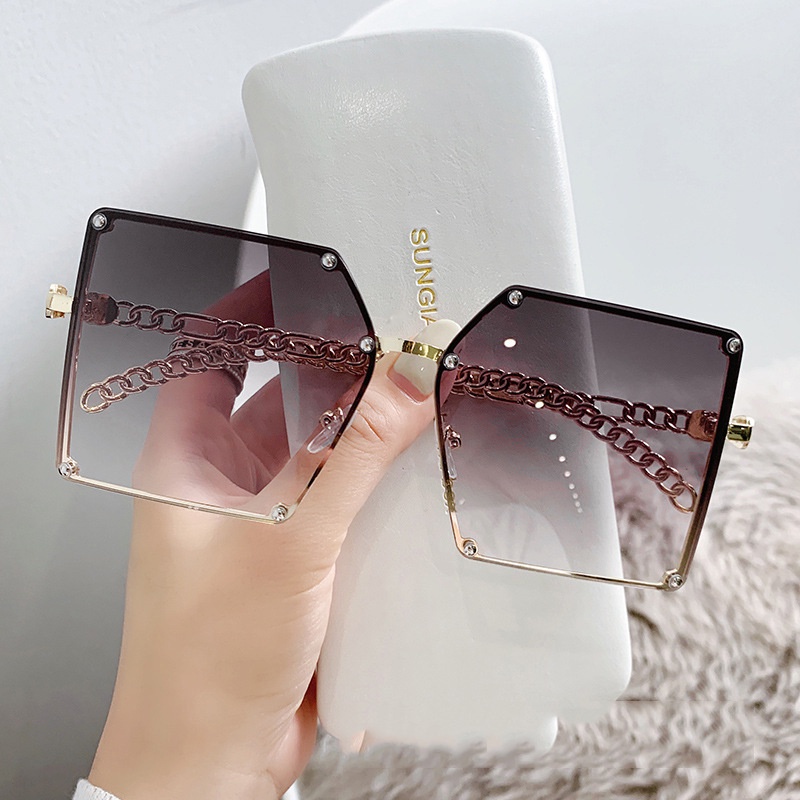 (AIMURUSI) COD Kính Mát Gọng Vuông Lớn Chống Tia UV Thời Trang Hàn Quốc Cho Nữ