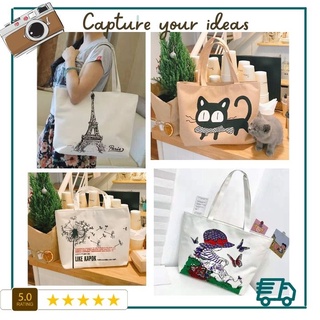 [Chất lượng] Túi vải Canvas thời trang hình mèo vải mềm giá rẻ