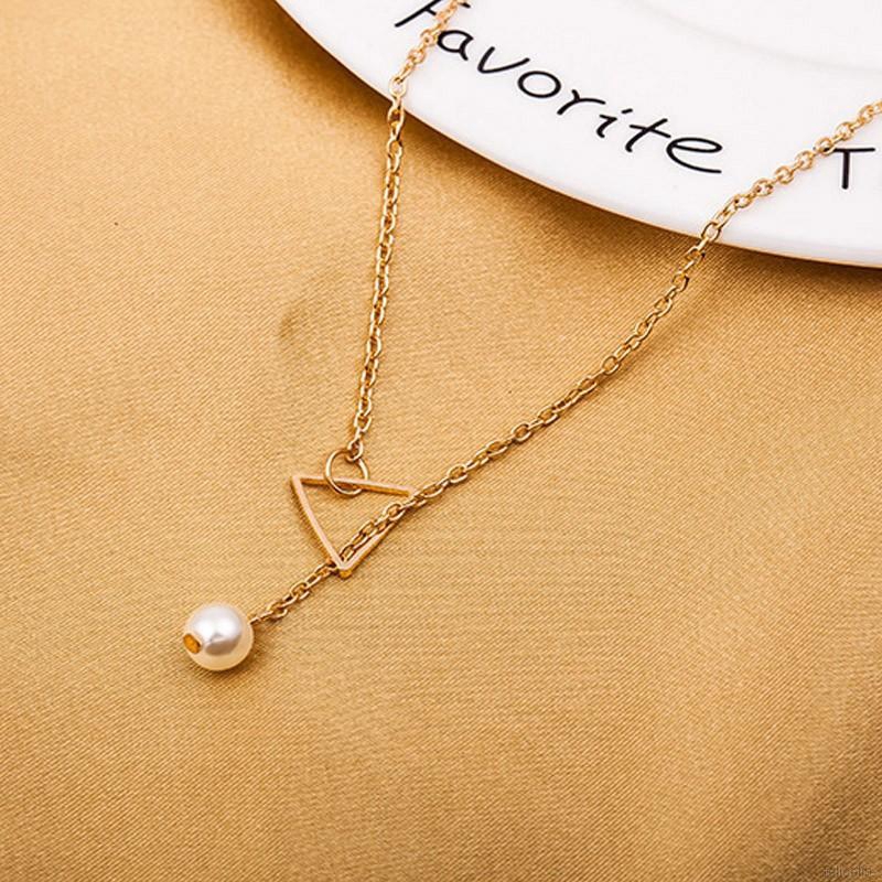 Dây chuyền ngọc trai hình tam giác đơn giản có thể điều chỉnh kích cỡ