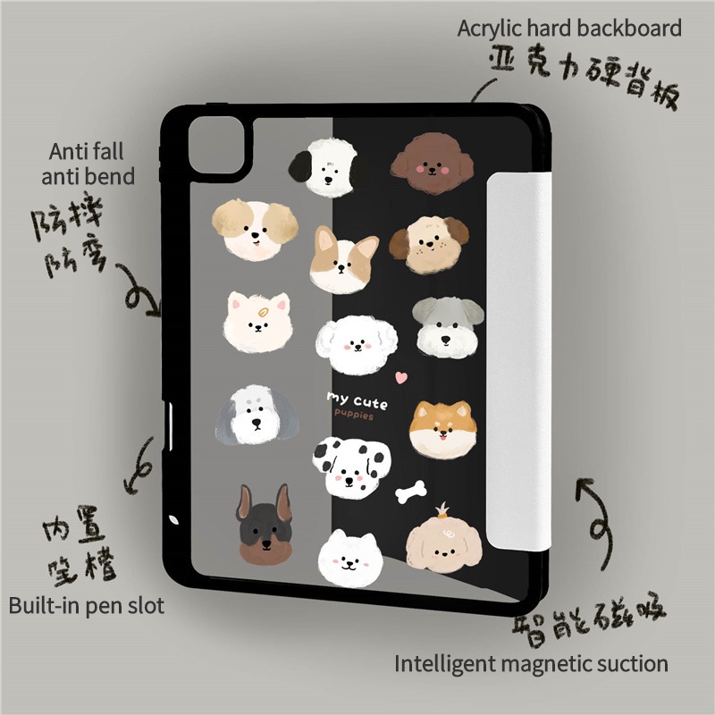 Bao Da Máy Tính Bảng In Hình Cún Dễ Thương Chống Rơi Vỡ Cho IPad2021 10.2 / ipad12.9 Mini6 Air1 / Air2 Air4 / 5 Ipad10.9 Ipad5th Ốp