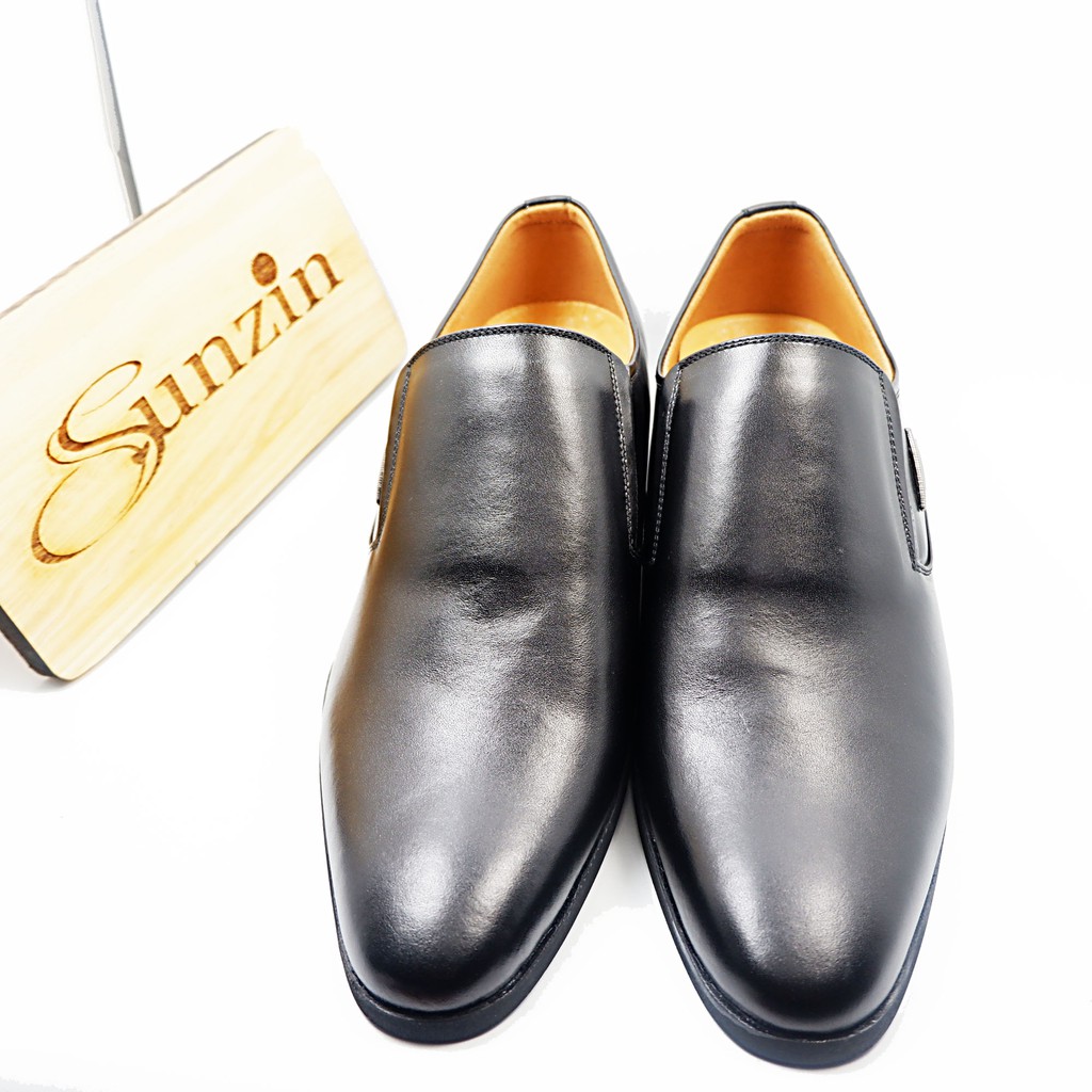 GIÀY DA THẬT LADIEP 241D - Kiểu giày công sở không dây đứng đắn cho nam giới (model 2018) màu đen