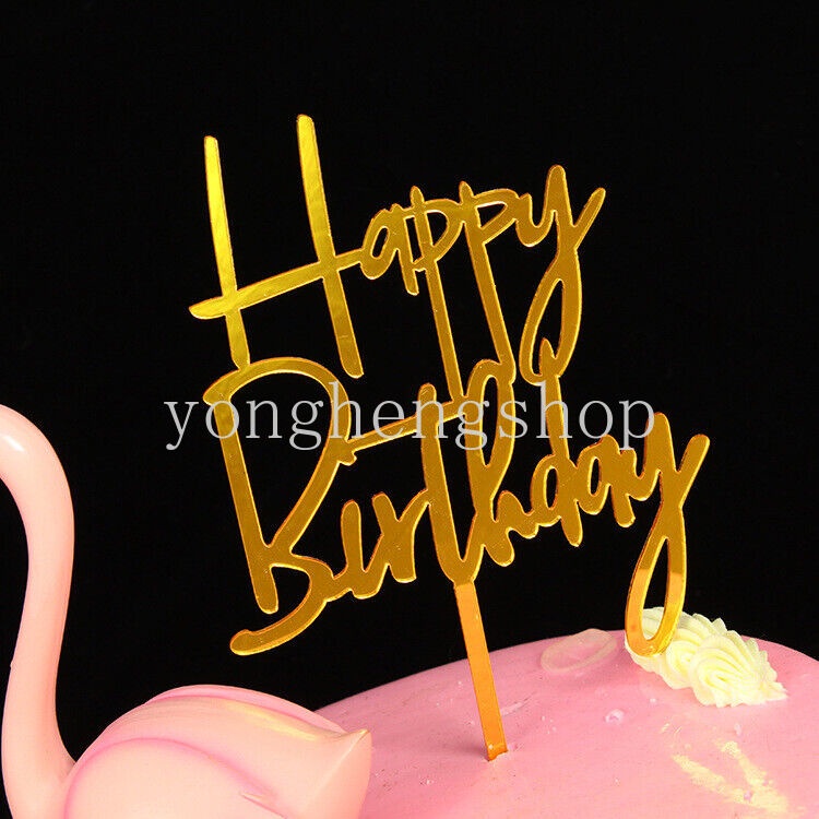 Phụ Kiện Trang Trí Bánh Kem Bằng Acrylic In Chữ Happy Birthday Dễ Thương