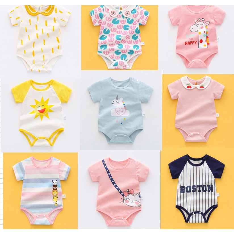 bộ body cho bé bodysuit cho bé Jumpsuit Tay Ngắn Hoạ Tiết Hoạt Hình Đáng Yêu Cho Bé
