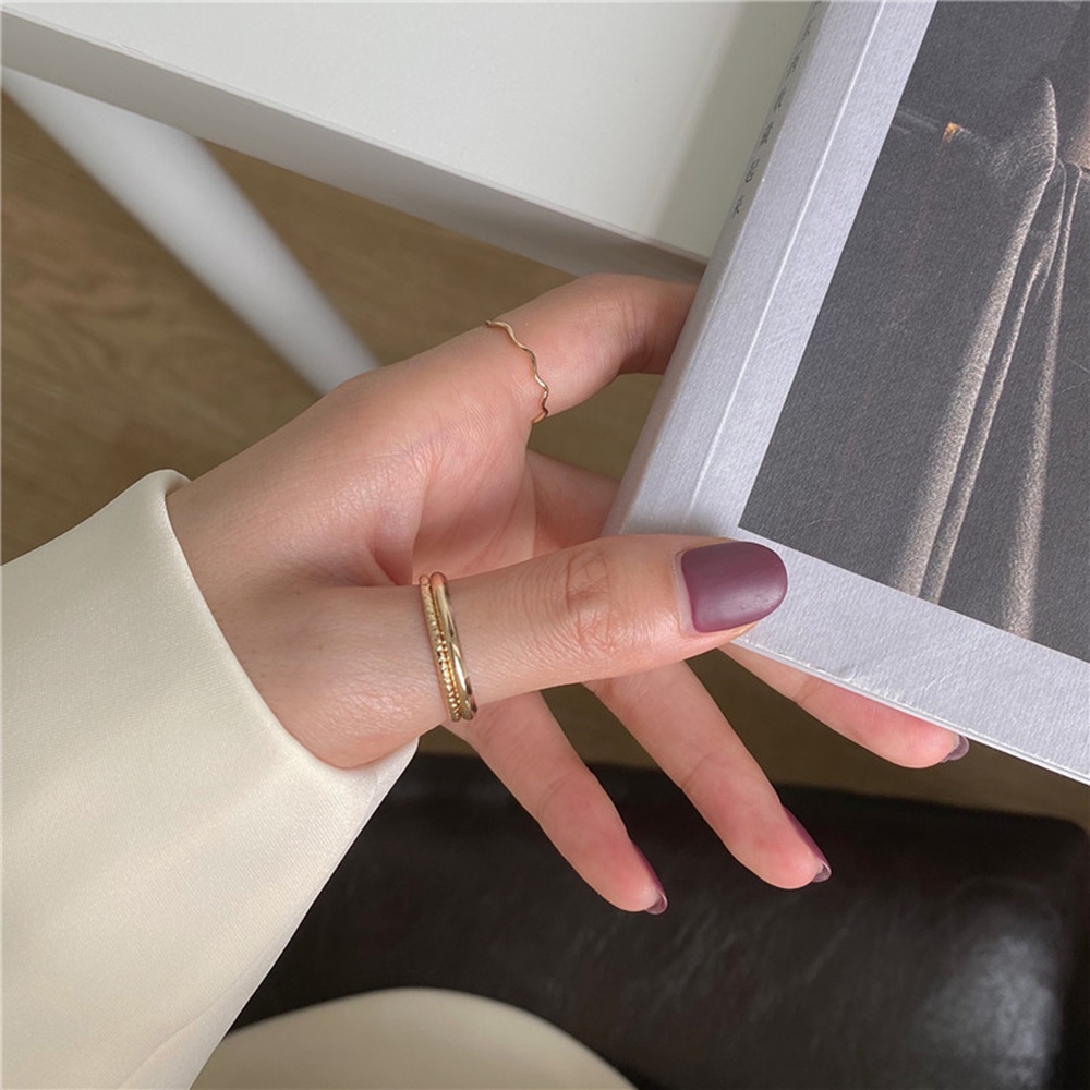 Set 5 nhẫn bạc 925 thiết kế đơn giản size 8 thời trang đơn giản cho nữ