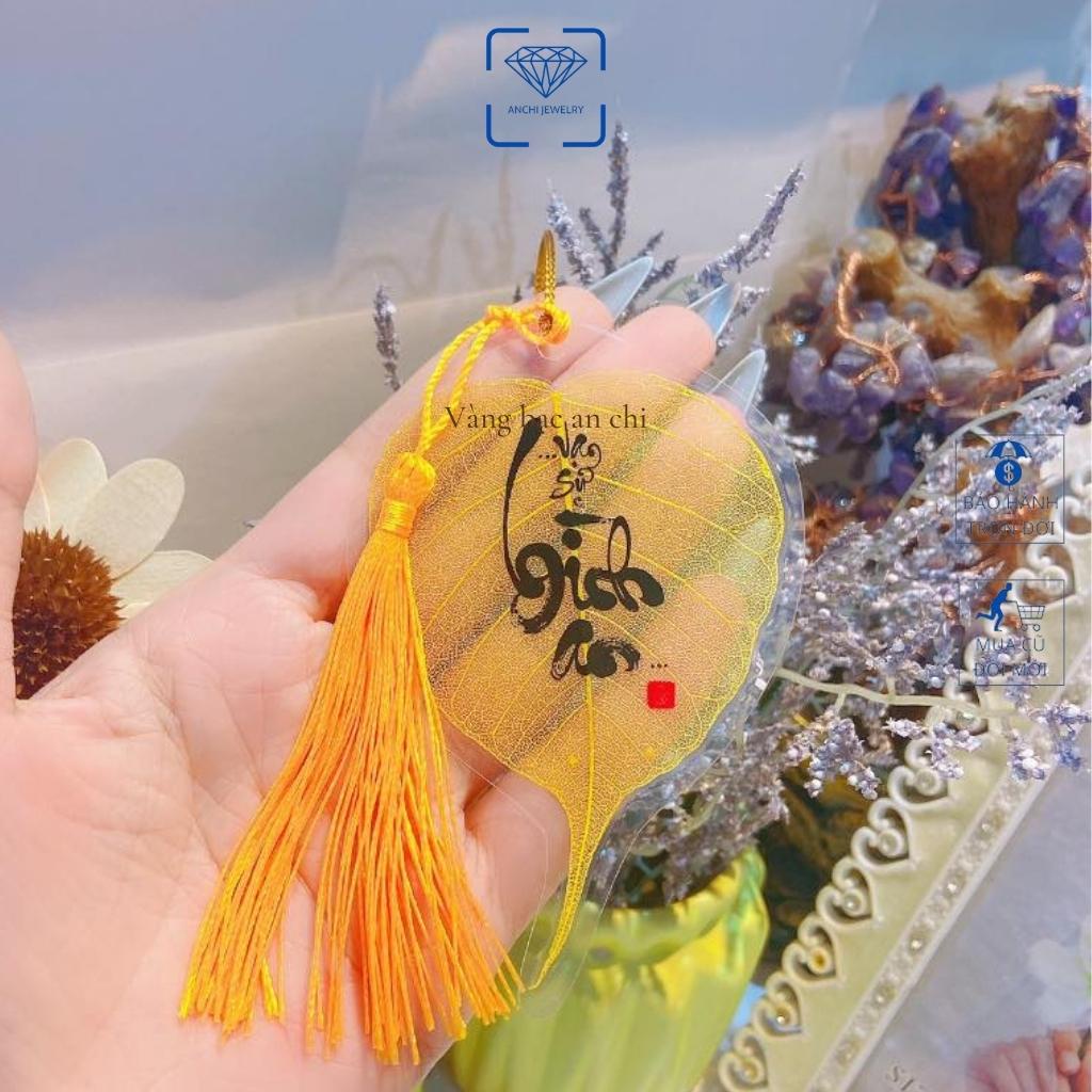 Lá bồ đề tâm phật mạ vàng may mắn - tài lộc - bình an, trang sức Anchi jewelry