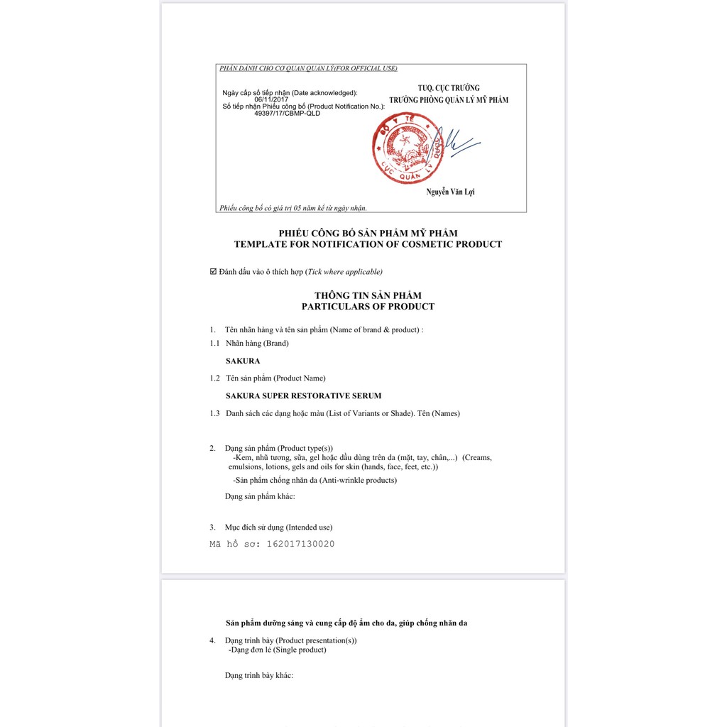 Serum Phục Hồi Da Chống Lão Hoá Sakura Super Restorative Serum