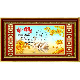 Tranh Thêu Chữ Thập 3D Đồng Hồ Vợ Chồng Nghĩa Nặng Tình Sâu 9008 (KHÁCH TỰ THÊU) KT: 80X50CM